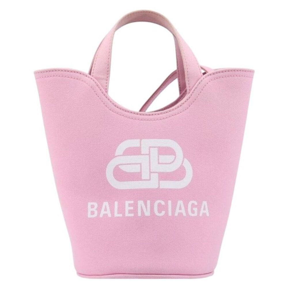 Balenciaga Wave Bucket Printed Canvas Pink Canvas Tote Bag Bag